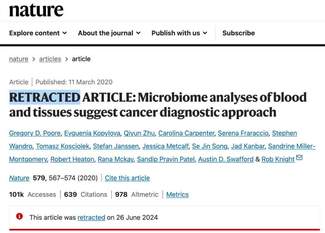 4年前的重磅Nature论文被撤稿：微生物组与癌症的相关性竟源自错误分析